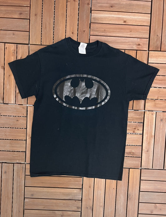 Batman Matte Black Graphic Tee | Size Medium | Vintage 2000s Superhero Promotional Black T-Shirt | Free Shipping to USA |