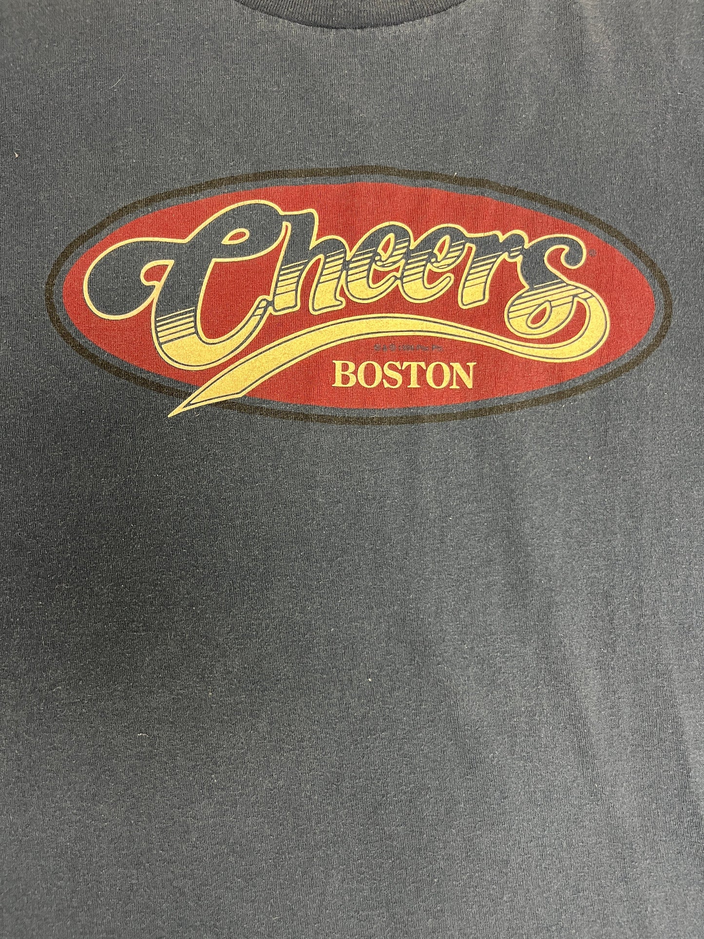 Cheers Boston Graphic Tee | Size X-Large | Vintage 1990s Television Series Promotional Long Sleeve Blue T-Shirt | Free Shipping to USA |