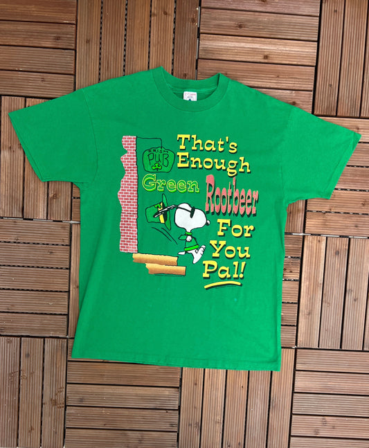 Snoopy Peanuts St. Patrick’s Day Graphic Tee | Size Large | Vintage 1990s Television Cartoon Single Stitch T-Shirt | Free Shipping to USA |