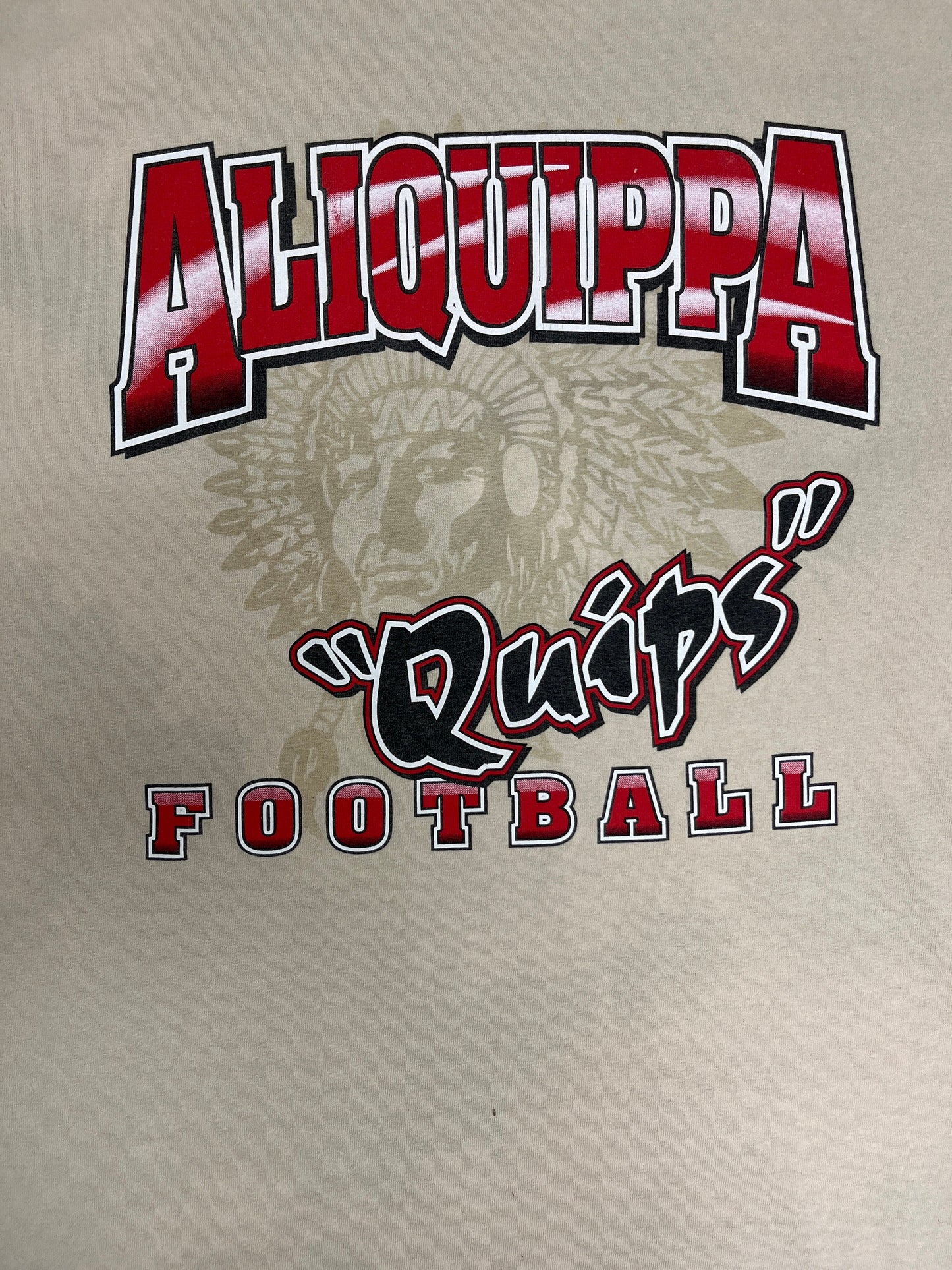 Aliquippa Quips High School Football Graphic Tee | Size X-Large | Vintage 2000s Beige T-Shirt | Aliquippa, PA | Free Shipping to USA |