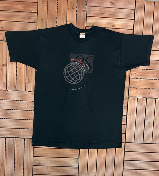 Globe and Mail Awards Graphic Tee | Size X-Large | Vintage 1990s Single Stitch Promotional Awards Black T-Shirt | Free Shipping to USA |