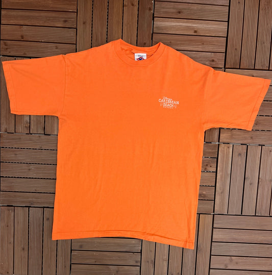 Disney's Caribbean Beach Resort Graphic Tee | Size XL | Vintage 1990s Promotional Orange T-Shirt | Disney Cruise Line |Free Shipping to USA|