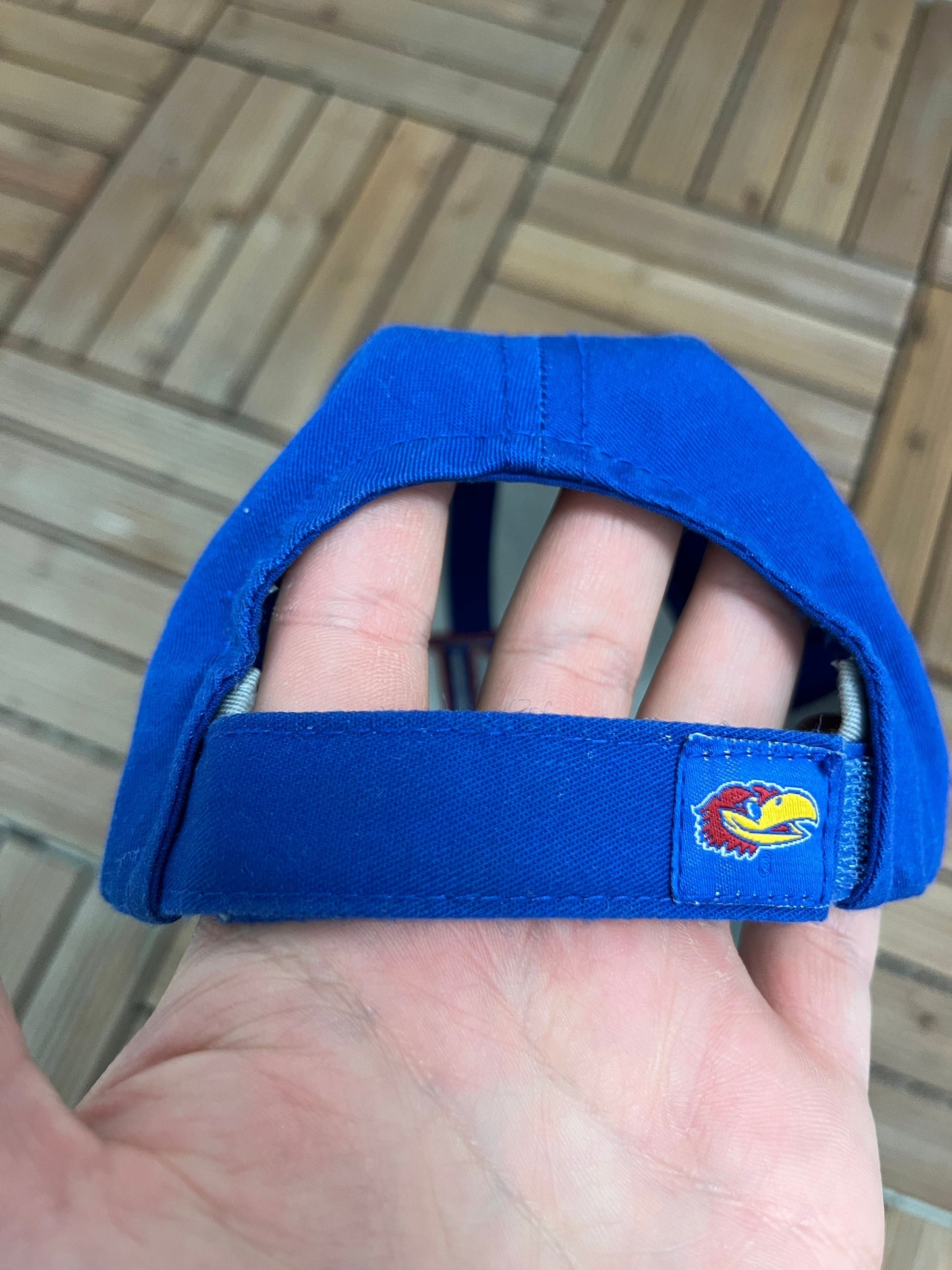 Kansas Jayhawks Embroidered Graphic Hat | Adjustable With Strap Back | Vintage 2000s White & Blue College Cap | Free Shipping to USA |