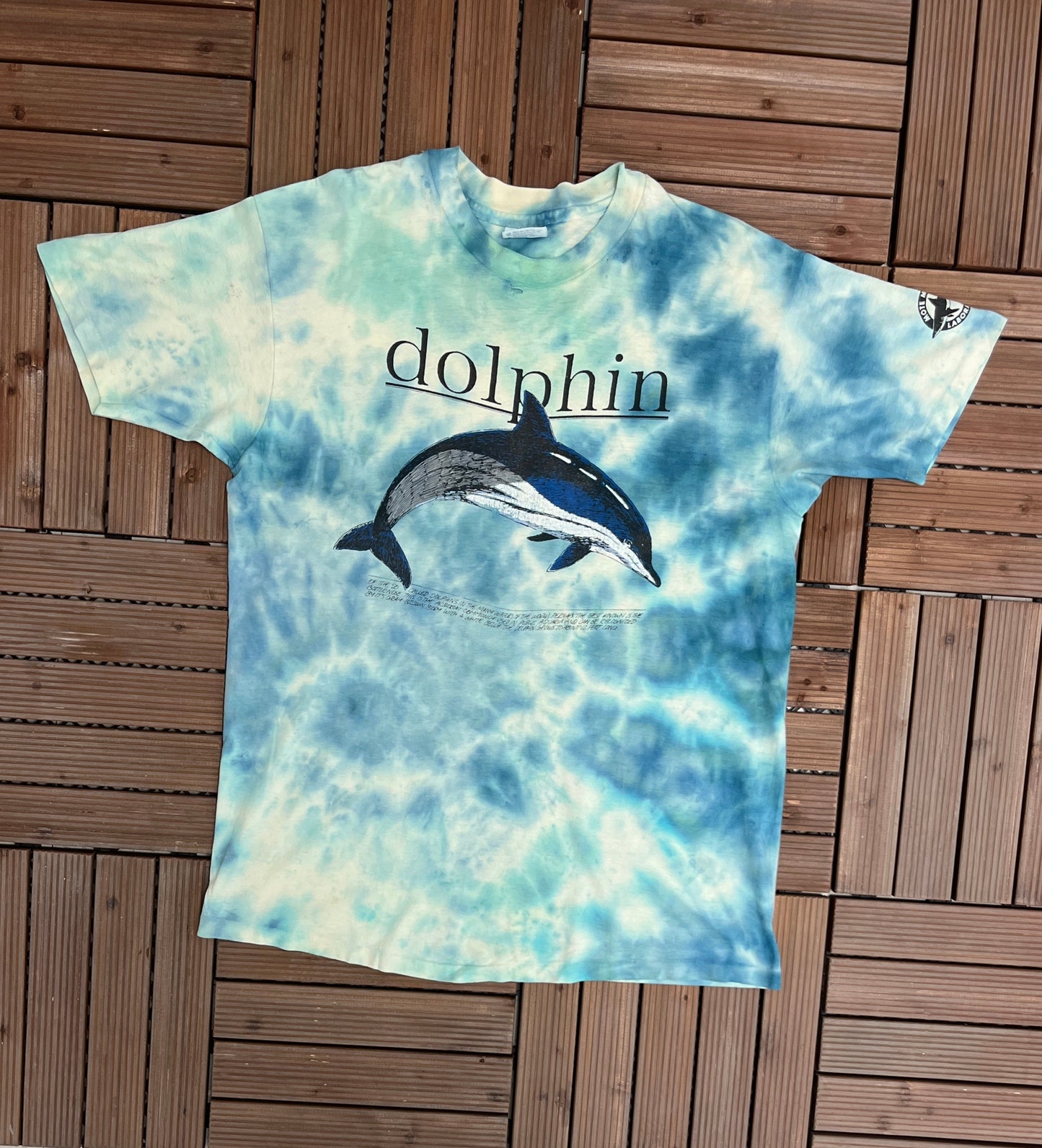 Dolphin Jumping Graphic Tee | Size X-Large | Vintage 1990s Single Stitch Animal Tie Dye Blue T-Shirt | Made in USA | Free Shipping to USA|