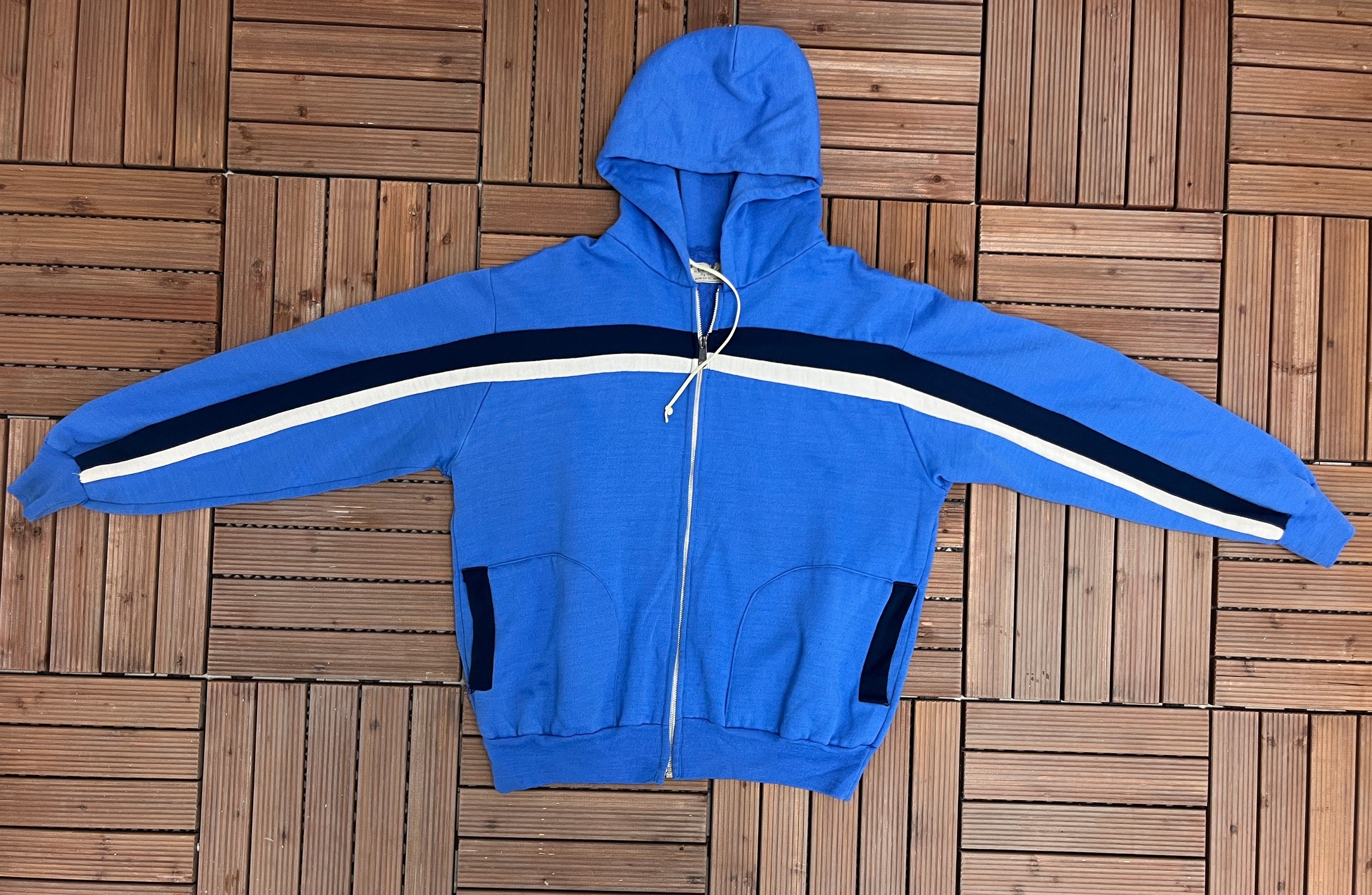 Scrambler By Friton Striped Blue Hoodie | Size X-Large | Vintage