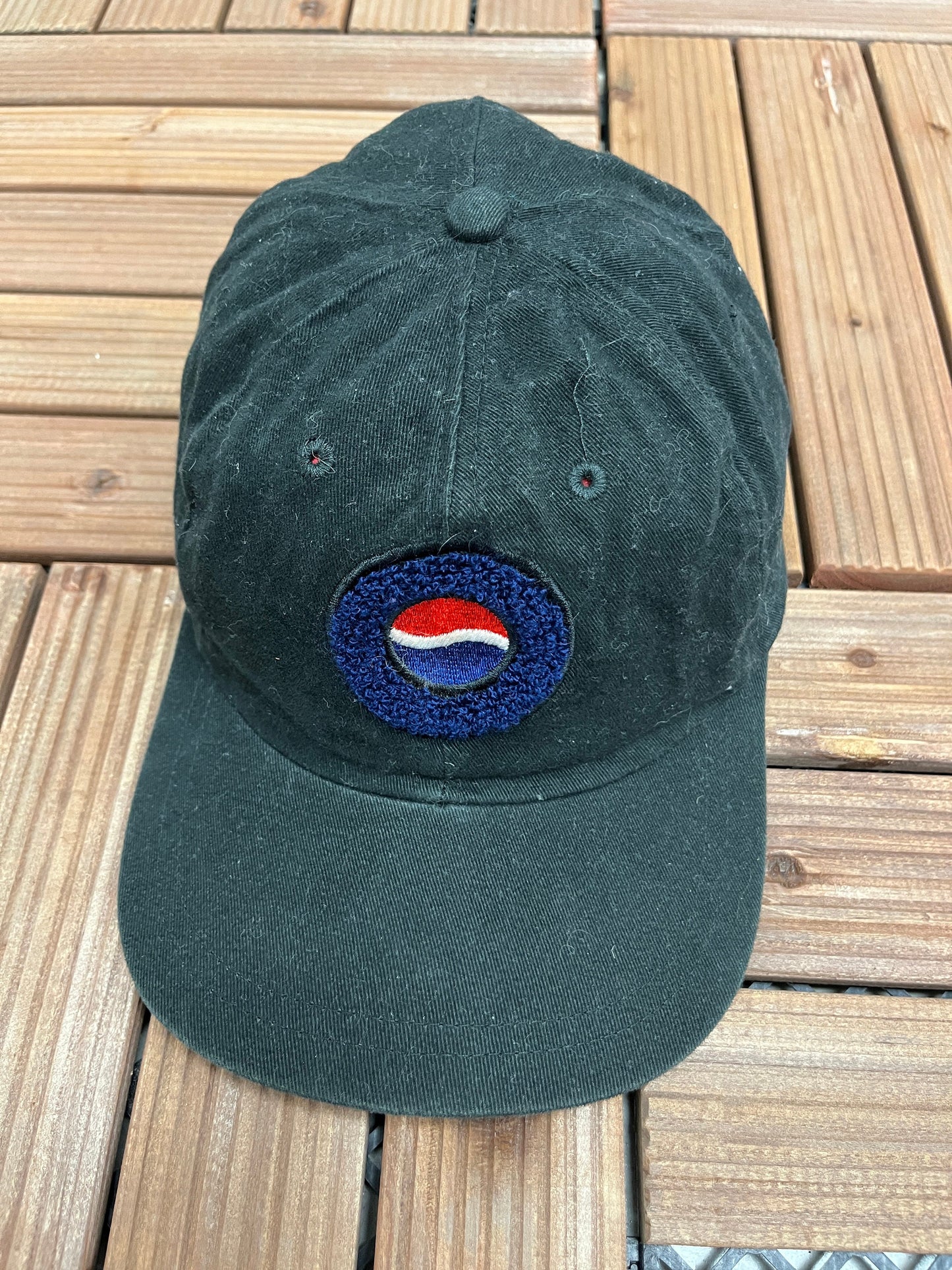 Pepsi Wool Embroidered Logo Graphic Hat | One Size With A Snap Back | Vintage 1990s Promotional Black Cap | Free Shipping to USA |