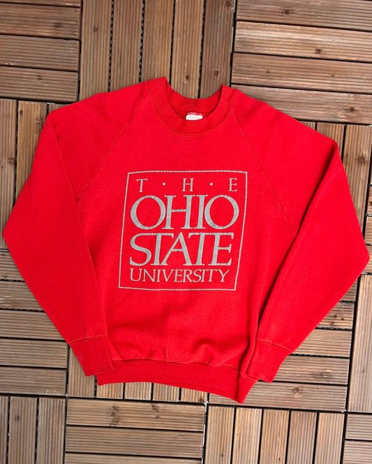 The Ohio State University Buckeyes Embroidered Graphic Crewneck | Size Medium | Vintage 1980s College Red Sweater | Free Shipping to USA |