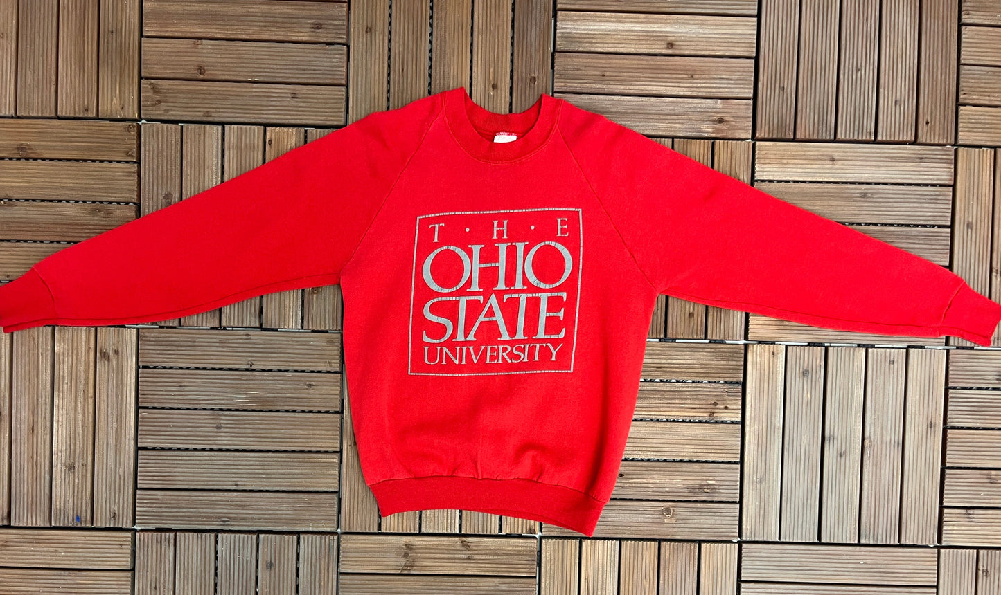 The Ohio State University Buckeyes Embroidered Graphic Crewneck | Size Medium | Vintage 1980s College Red Sweater | Free Shipping to USA |