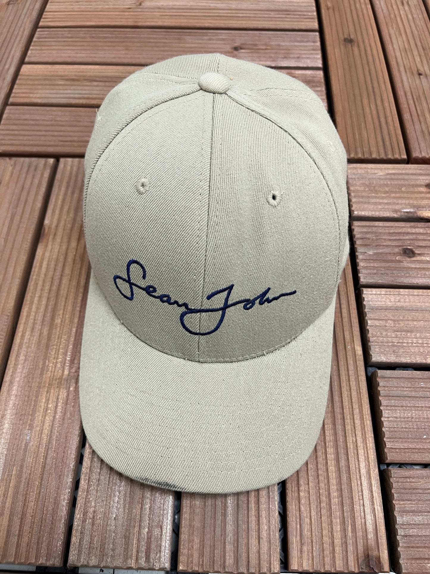 Sean John Embroidered Graphic Hat | One Size Fits All | Vintage 2000s Branded Beige Cap | Free Shipping to America |
