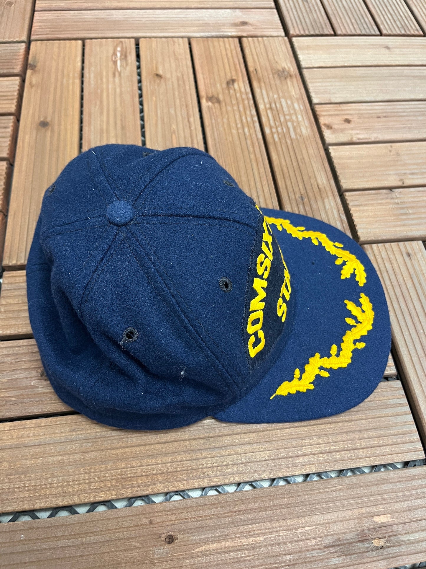 United States Sixth Fleet COMSIXTHFLT Staff Graphic Hat | Size 7 3/8 | Vintage 1990s Wool Blue Fitted Hat | Free Shipping to USA |