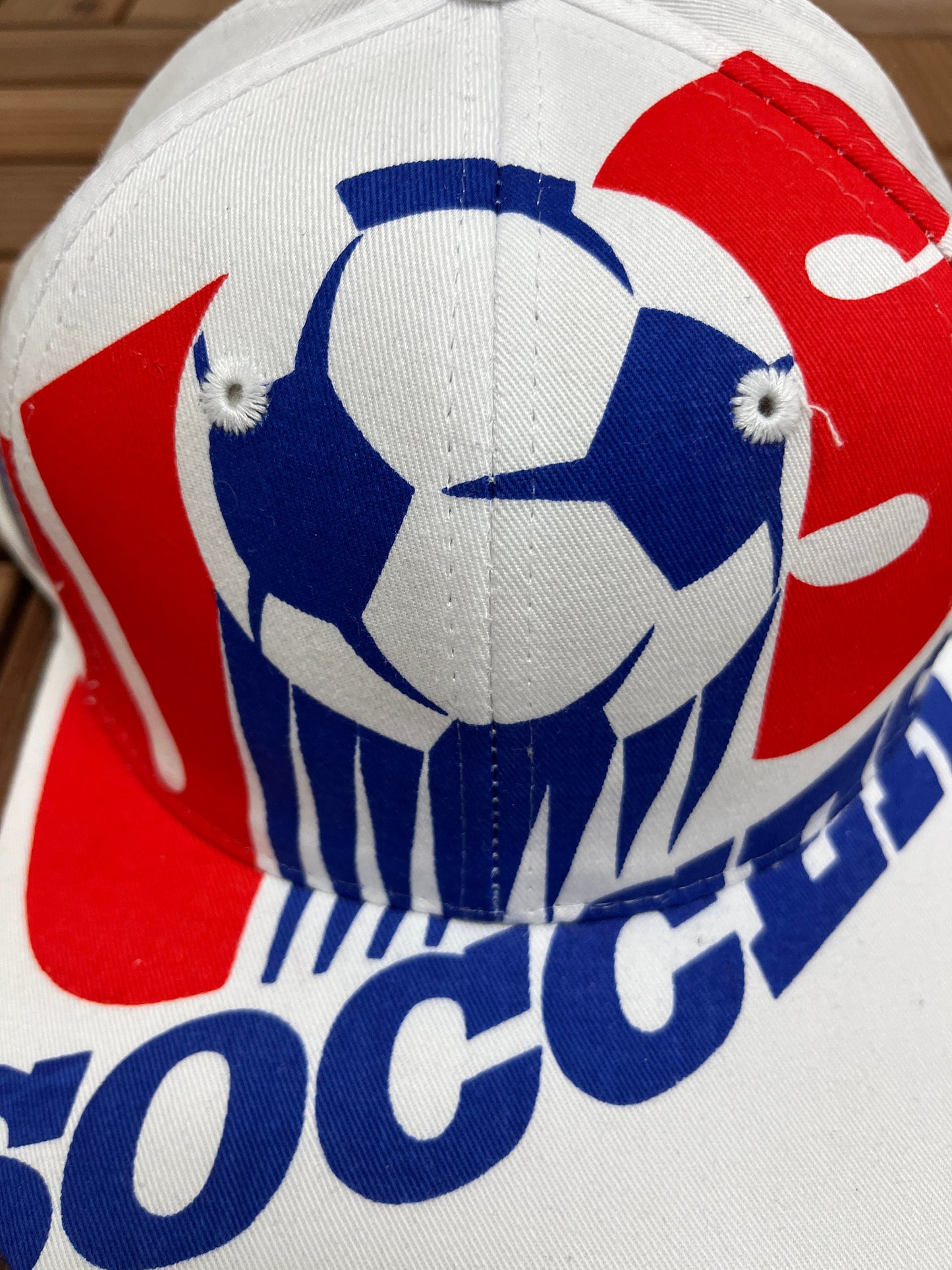 United States Soccer Graphic Hat | Snap Back Adjustable | Vintage 1990s World Cup Big Print White Cap |