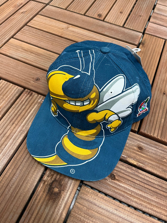 Georgia Tech Yellow Jackets Graphic Hat | Snap Back Adjustable | Vintage 1990s College Big Print Blue Cap |