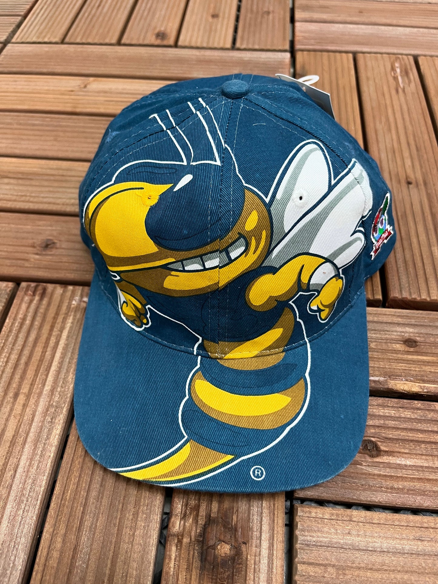 Georgia Tech Yellow Jackets Graphic Hat | Snap Back Adjustable | Vintage 1990s College Big Print Blue Cap |