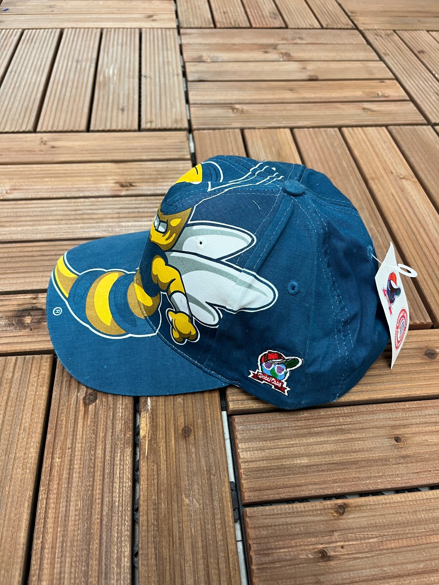 Georgia Tech Yellow Jackets Graphic Hat | Snap Back Adjustable | Vintage 1990s College Big Print Blue Cap |