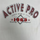 Active Pro Sport Warm Up Gear Graphic Tee | One Size Fits All | Vintage 1990s Branded Promotional White T-Shirt | Free Shipping to USA|
