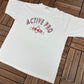 Active Pro Sport Warm Up Gear Graphic Tee | One Size Fits All | Vintage 1990s Branded Promotional White T-Shirt | Free Shipping to USA|