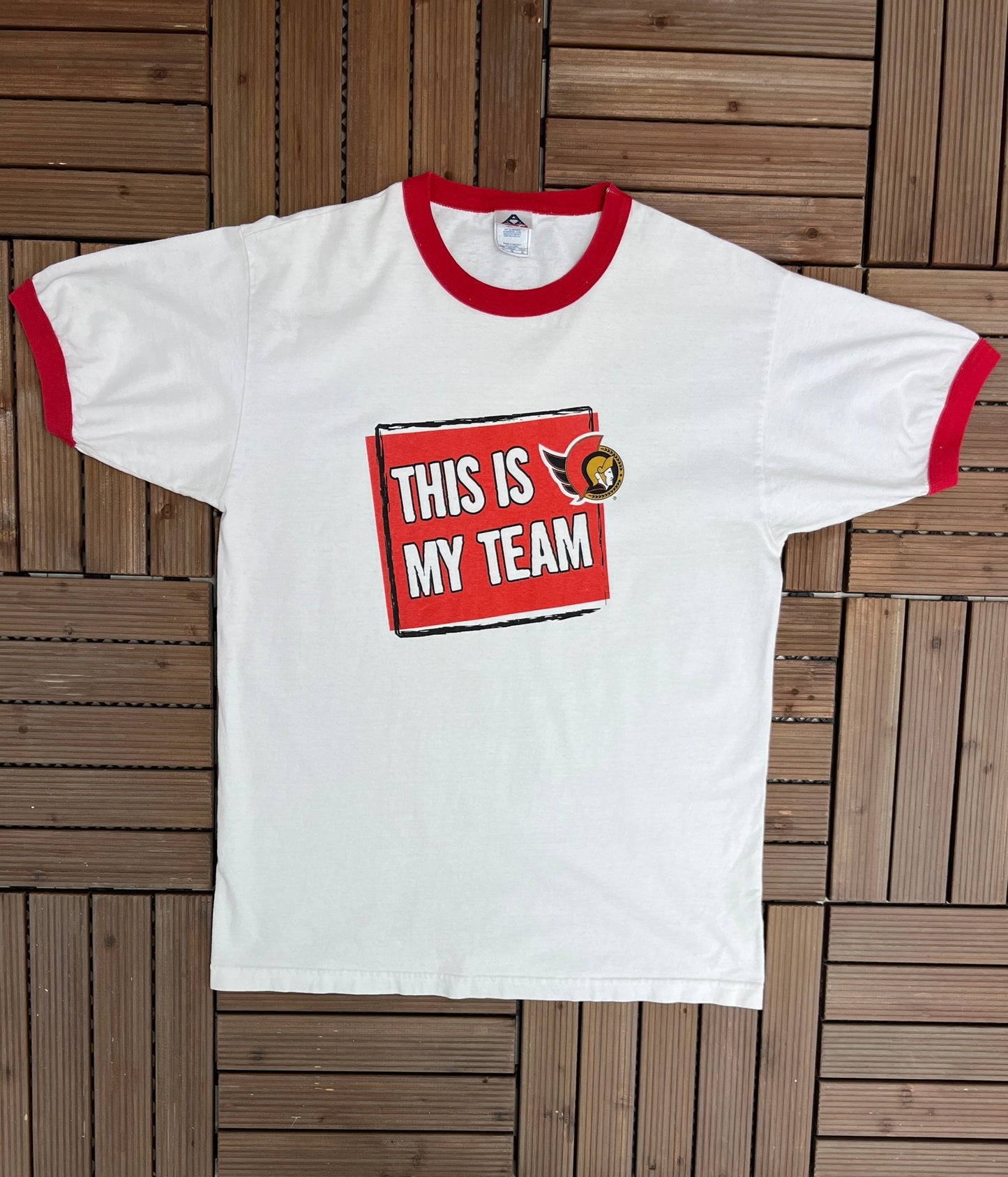 Ottawa Senators This Is My Team Graphic Tee | Size Large | Vintage 2000s NHL Hockey White T-Shirt |