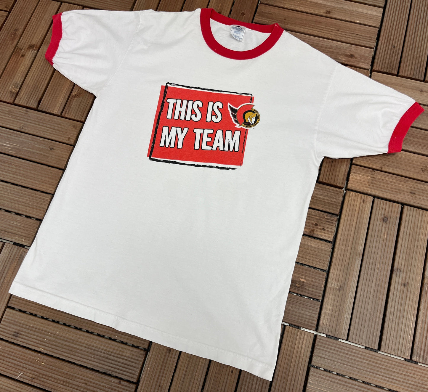 Ottawa Senators This Is My Team Graphic Tee | Size Large | Vintage 2000s NHL Hockey White T-Shirt |