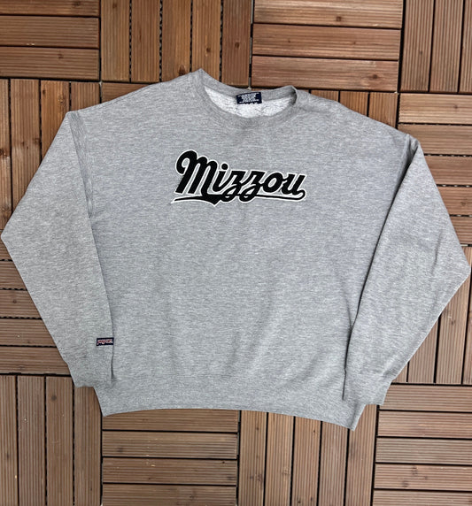 Missouri Tigers Embroidered Graphic Crewneck | Size X-Large | Vintage 1990s College Sports Sweater | Made in USA |