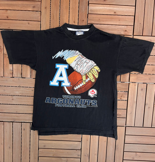 Toronto Argonauts Football Graphic Tee | Size Medium | Vintage 1990s Canadian Football League Black T-Shirt | Free Shipping to USA |
