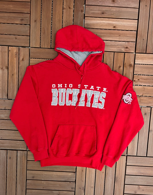 Ohio State Buckeyes Stitched Graphic Hoodie | Size Medium | Vintage 2000s College Sports Red Sweater | Free Shipping to USA |