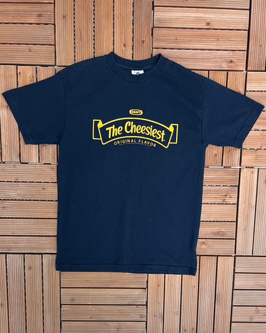 Kraft Dinner The Cheesiest Macaroni & Cheese Graphic Tee | Size Medium | Vintage 2000s Promotional Blue T-Shirt | Free Shipping to USA |