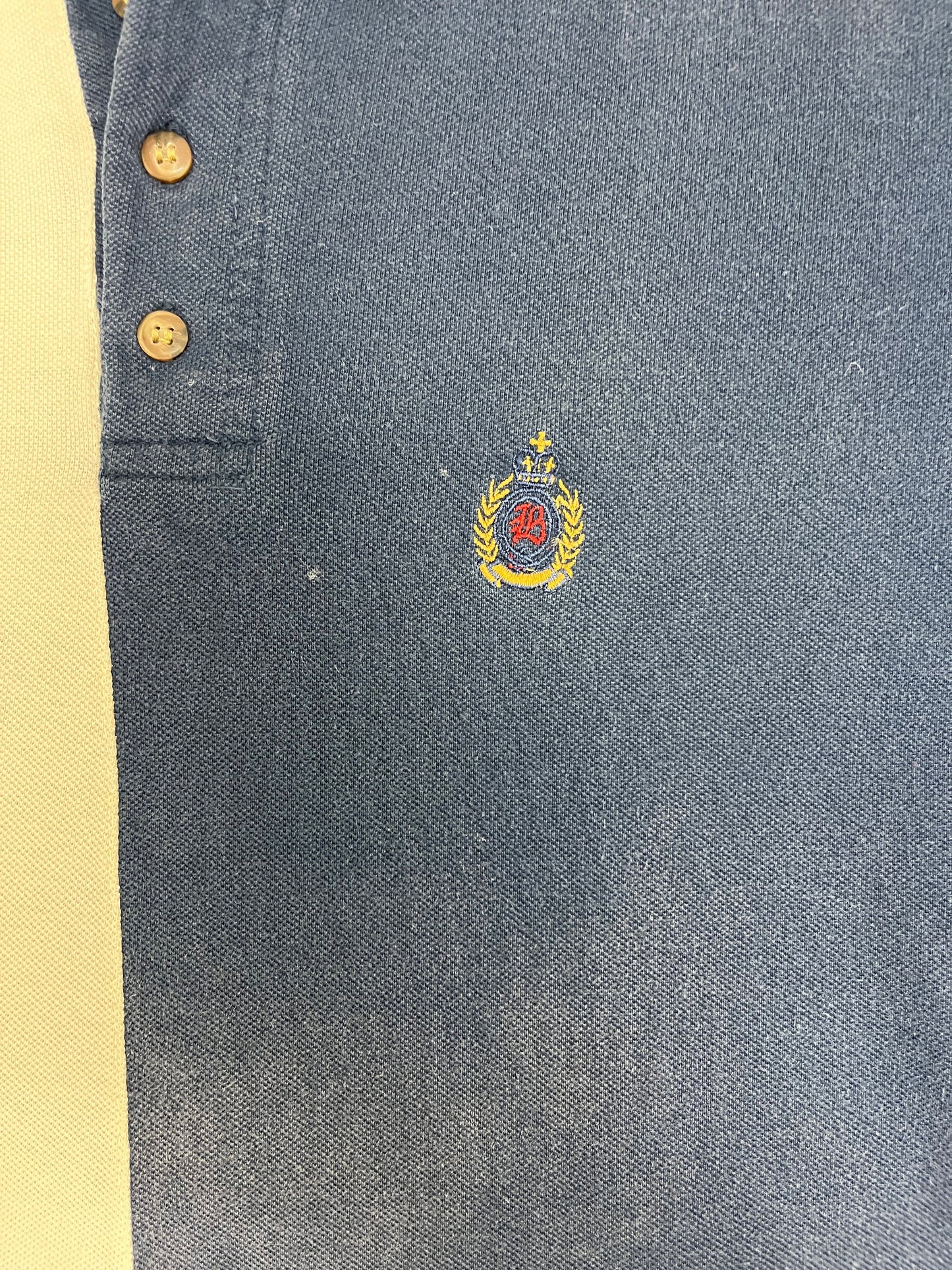 Bugle Boy Jeans Embroidered Crest Graphic T-Shirt | Size Large | Vintage 2000s Colourblocked Blue Collared Shirt | Free Shipping to USA |