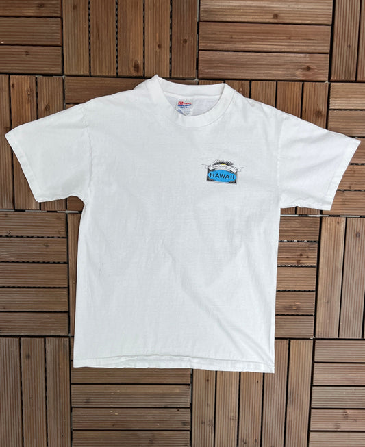 The Islands Of Hawaii Graphic Tee | Size Medium | Vintage 2000s Promotional Tourist White T-Shirt | Free Shipping to USA |