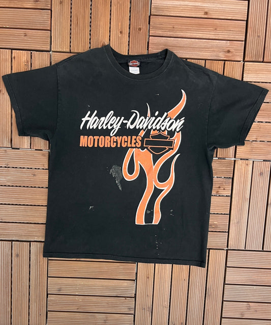 Harley Davidson Motorcycles Graphic Tee | Size Large | Vintage 2000s Motorcycle Biker Black T-Shirt | Free Shipping to USA |