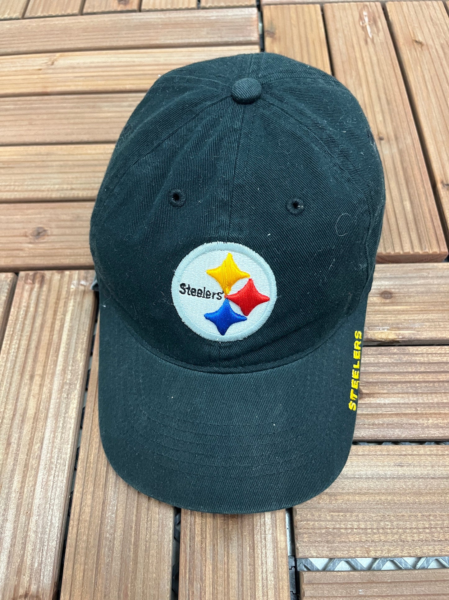 Pittsburgh Steelers Embroidered Hat | One Size Fits All With Metal Clasp | Vintage NFL Football Reebok Black Cap | Free Shipping to USA |