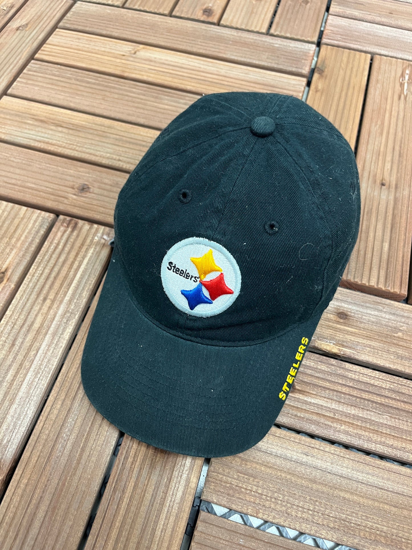 Pittsburgh Steelers Embroidered Hat | One Size Fits All With Metal Clasp | Vintage NFL Football Reebok Black Cap | Free Shipping to USA |