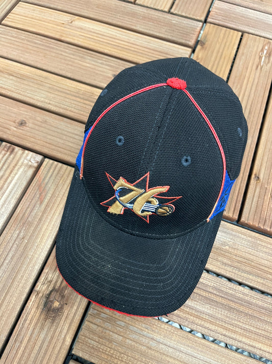 Philadelphia 76ers Embroidered Graphic Hat | One Size Fits All | Vintage Early 2000s NBA Basketball Reebok Black Hat | Free Shipping to USA|
