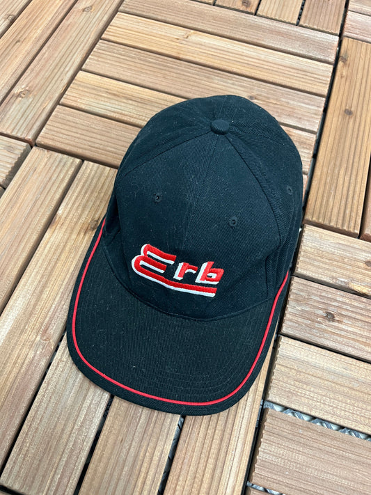 Erb Gear Racing Sponsor NASCAR Embroidered Hat | Adjustable Strap | Vintage 2000s Promotional Black and Red Cap |