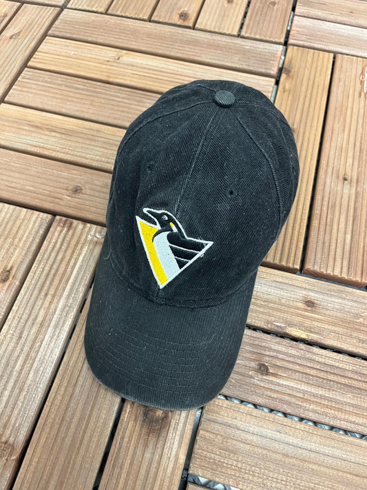 Pittsburgh Penguins Embroidered Graphic Hat | Adjustable With Snap Back | Vintage 1990s NHL Hockey Black Cap | Free Shipping to USA |