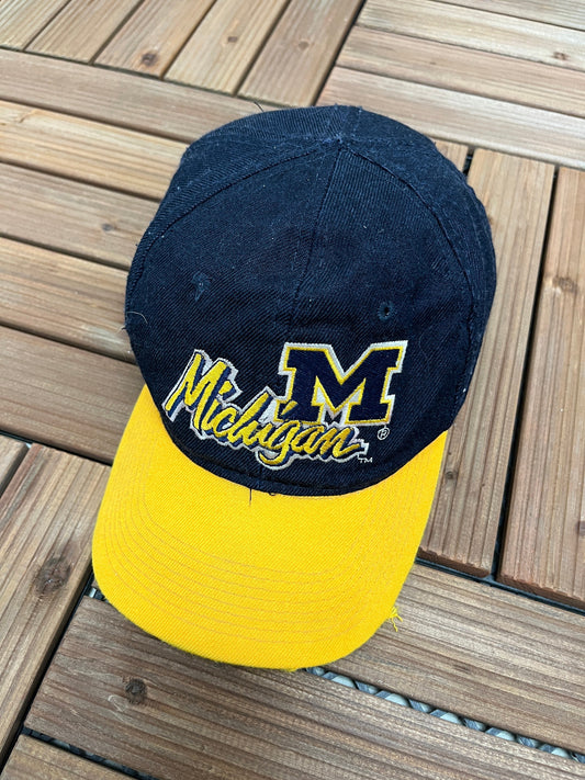 University of Michigan Wolverines Embroidered Graphic Hat | Adjustable With Snap Back | Vintage 1990s Blue College Cap|Free Shipping to USA|