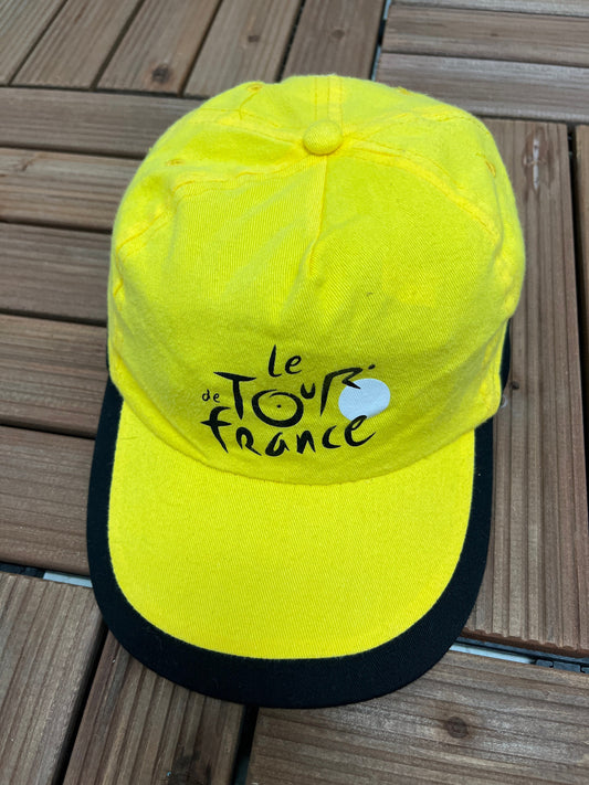 Le Tour De France Bicycle Race Graphic Hat | One Size With A Strap Back | Vintage 2000s Bike Race Yellow Cap | Free Shipping to USA |