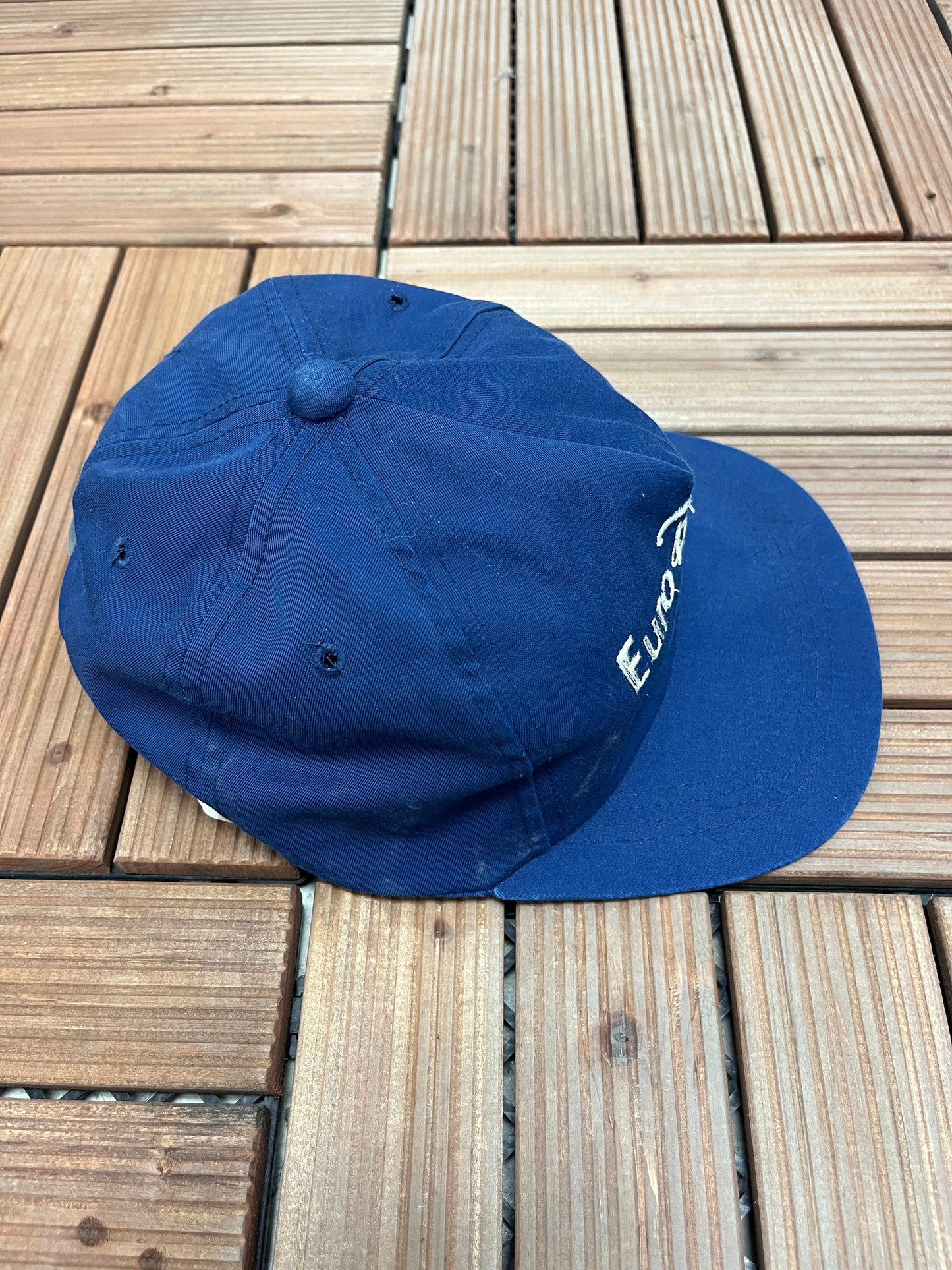 Euro Disney Embroidered Graphic Hat | Adjustable Sliding Strap | Vintage 1990s Cartoon Promotional Blue Cap | Free Shipping to USA |