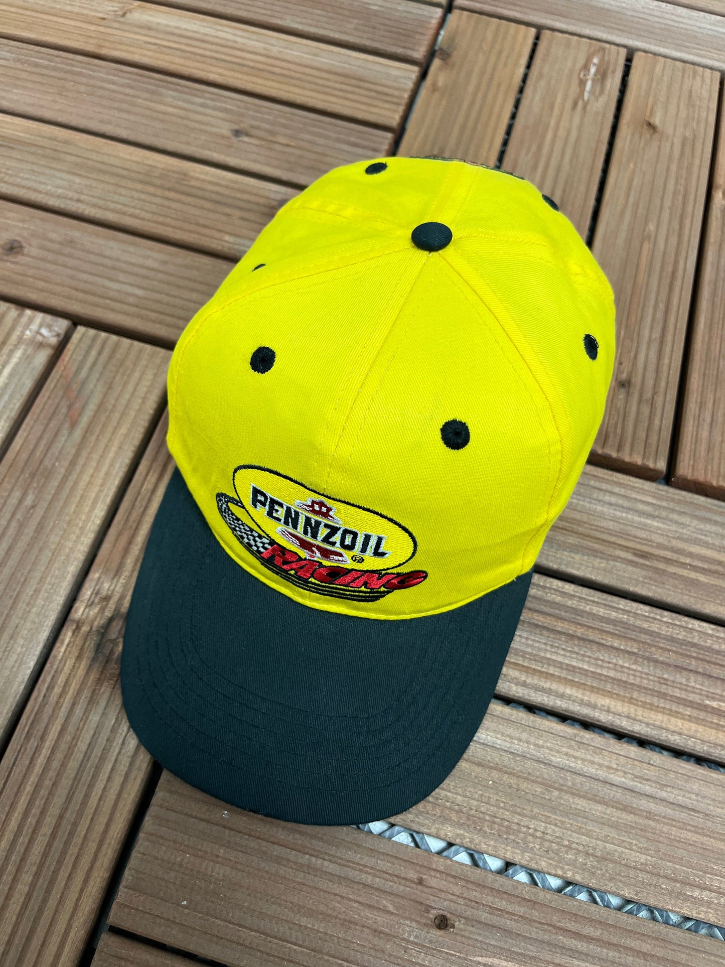 Pennzoil Racing Embroidered Graphic Hat | Adjustable With Metal Clasp | Vintage 2000s Yellow Racing Cap | Free Shipping to America |