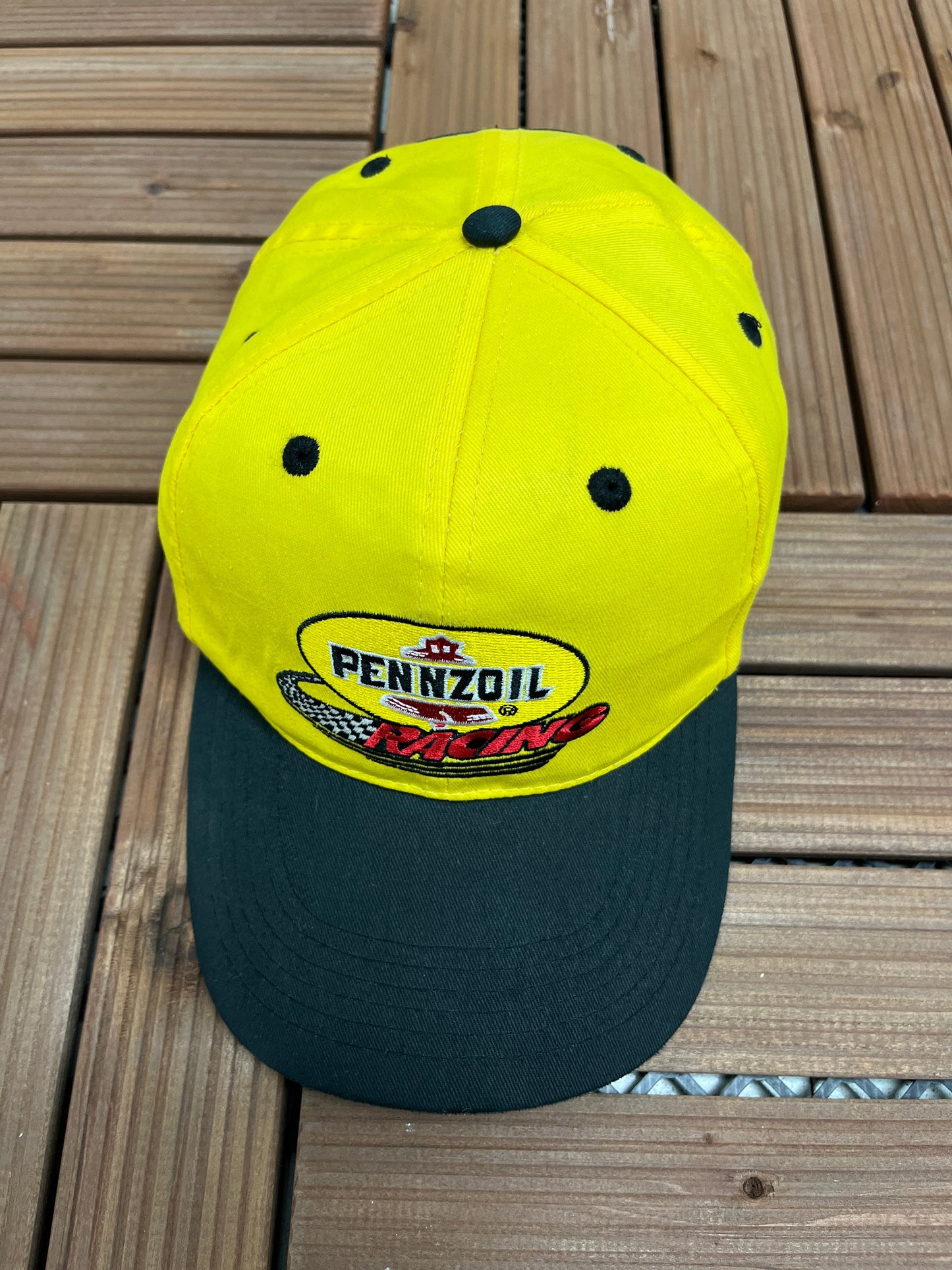 Pennzoil Racing Embroidered Graphic Hat | Adjustable With Metal Clasp | Vintage 2000s Yellow Racing Cap | Free Shipping to America |