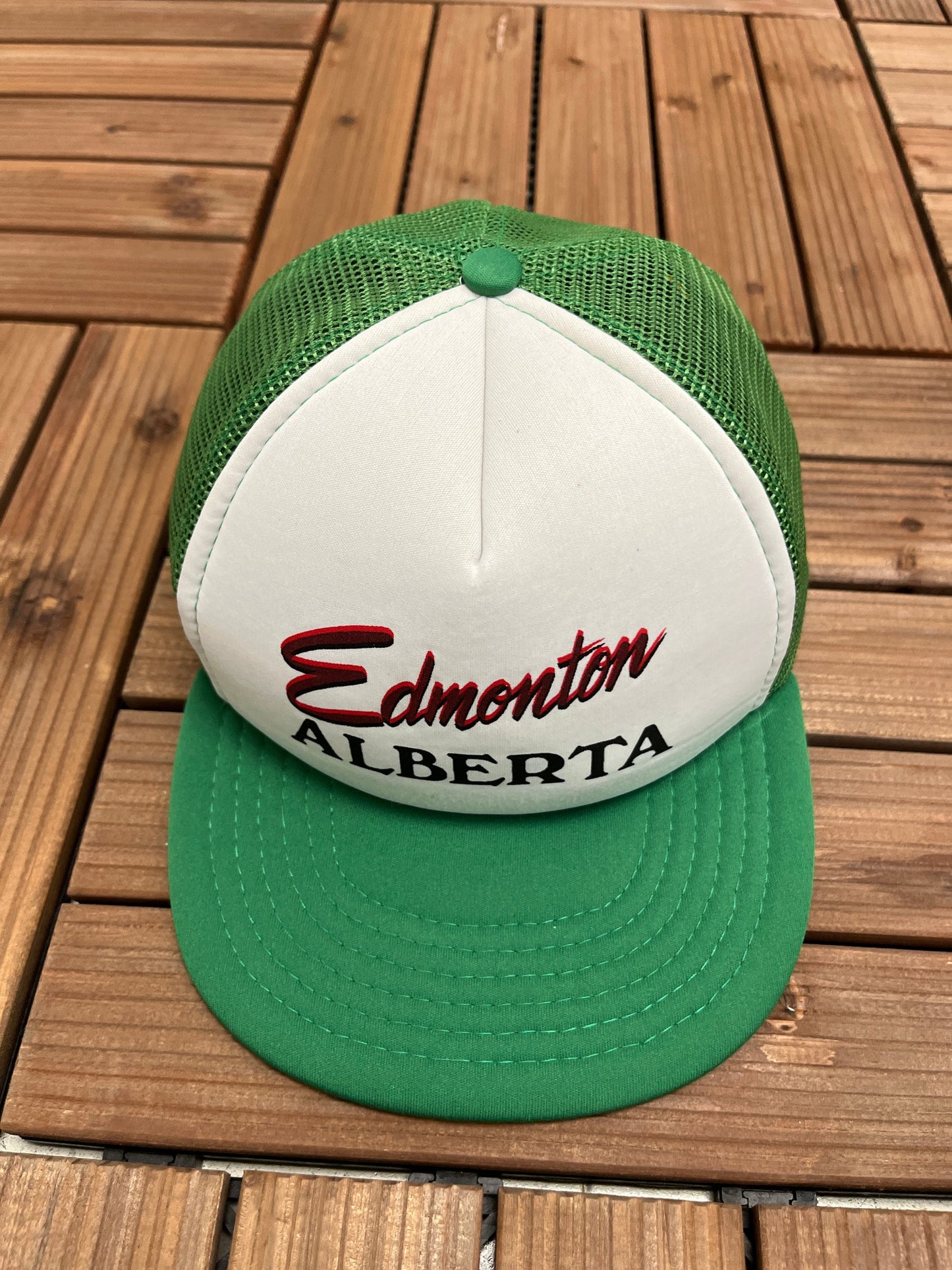 Edmonton, Alberta Graphic Hat | Adjustable With Snap Back | Vintage 1990s Tourist Promotional Trucker Cap | Free Shipping to USA |