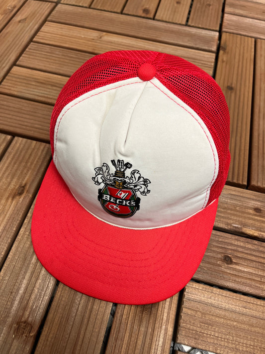 Beck's Brewery Graphic Hat | Adjustable With Snap Back | Vintage 1990s Alcohol Promotional Trucker Cap | Free Shipping to USA |