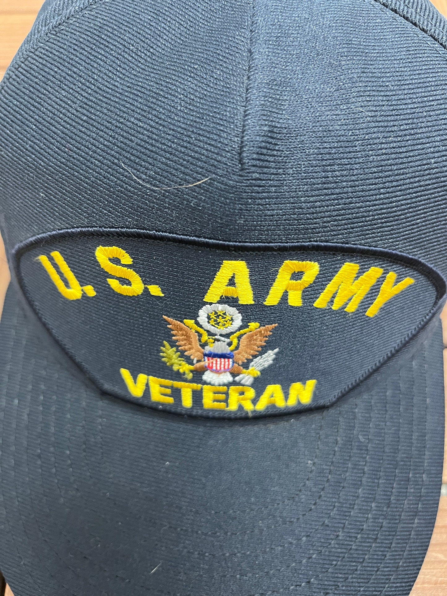 U.S. Army Veteran Patch Graphic Hat | One Size With A Snap Back | Vintage 1990s Promotional Black Cap | Made in USA | Free Shipping to USA |