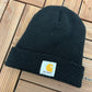 Carhartt Stitched Logo Graphic Winter Hat | One Size Fits All | Vintage 2000s Made in Canada Branded Black Beanie | Free Shipping to USA |