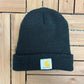 Carhartt Stitched Logo Graphic Winter Hat | One Size Fits All | Vintage 2000s Made in Canada Branded Black Beanie | Free Shipping to USA |