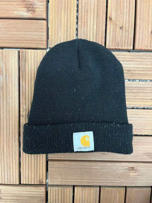 Carhartt Stitched Logo Graphic Winter Hat | One Size Fits All | Vintage 2000s Made in Canada Branded Black Beanie | Free Shipping to USA |