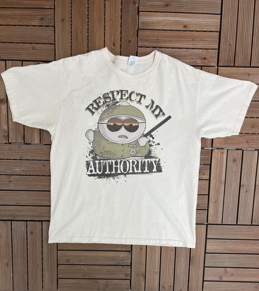 South Park Cartman Respect My Authority Graphic Tee | Size X-Large | Vintage 2000s Animated Television Series | Free Shipping to USA |