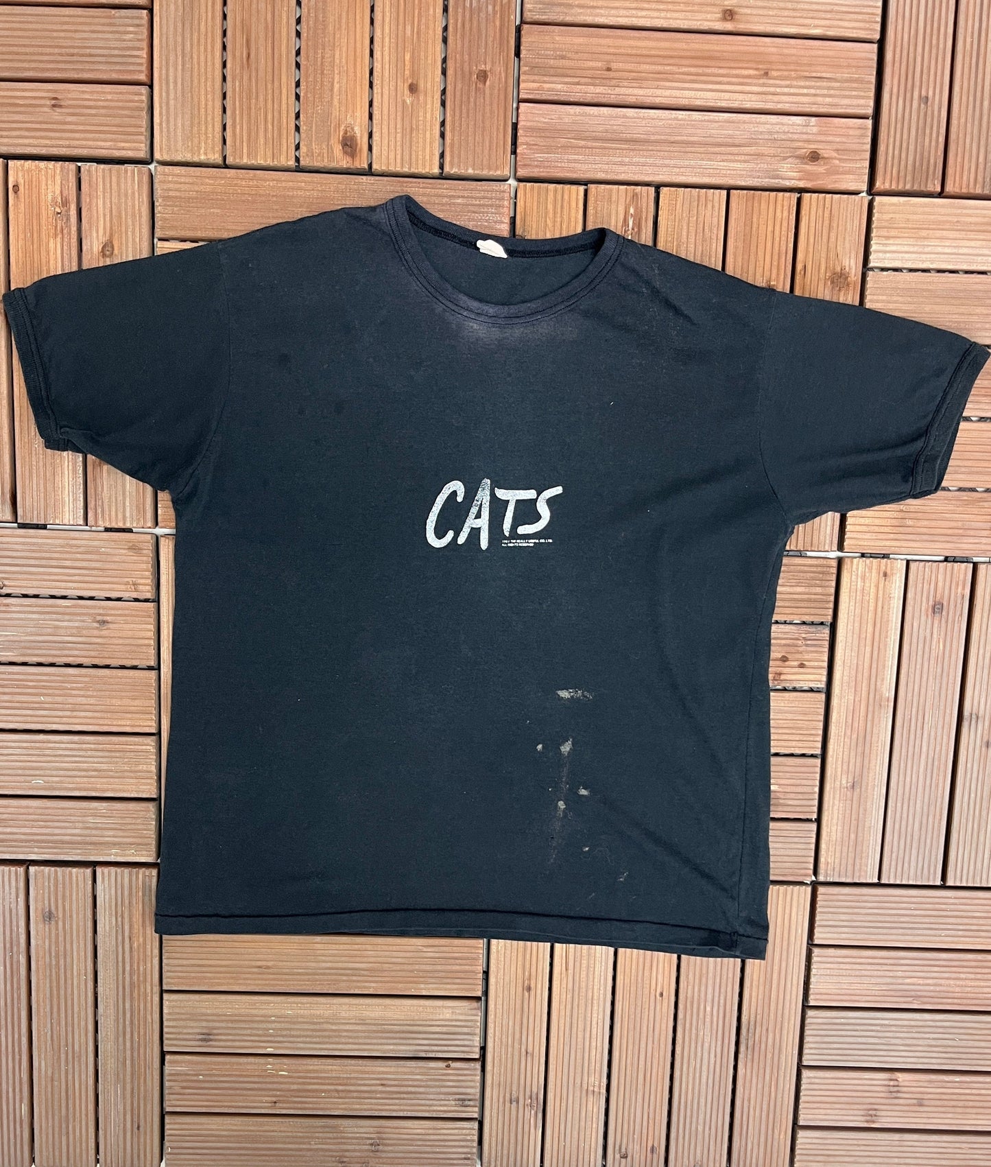 Cats Musical Graphic Tee | Size Medium | Vintage 1980s Musical Promotional Black T-Shirt |