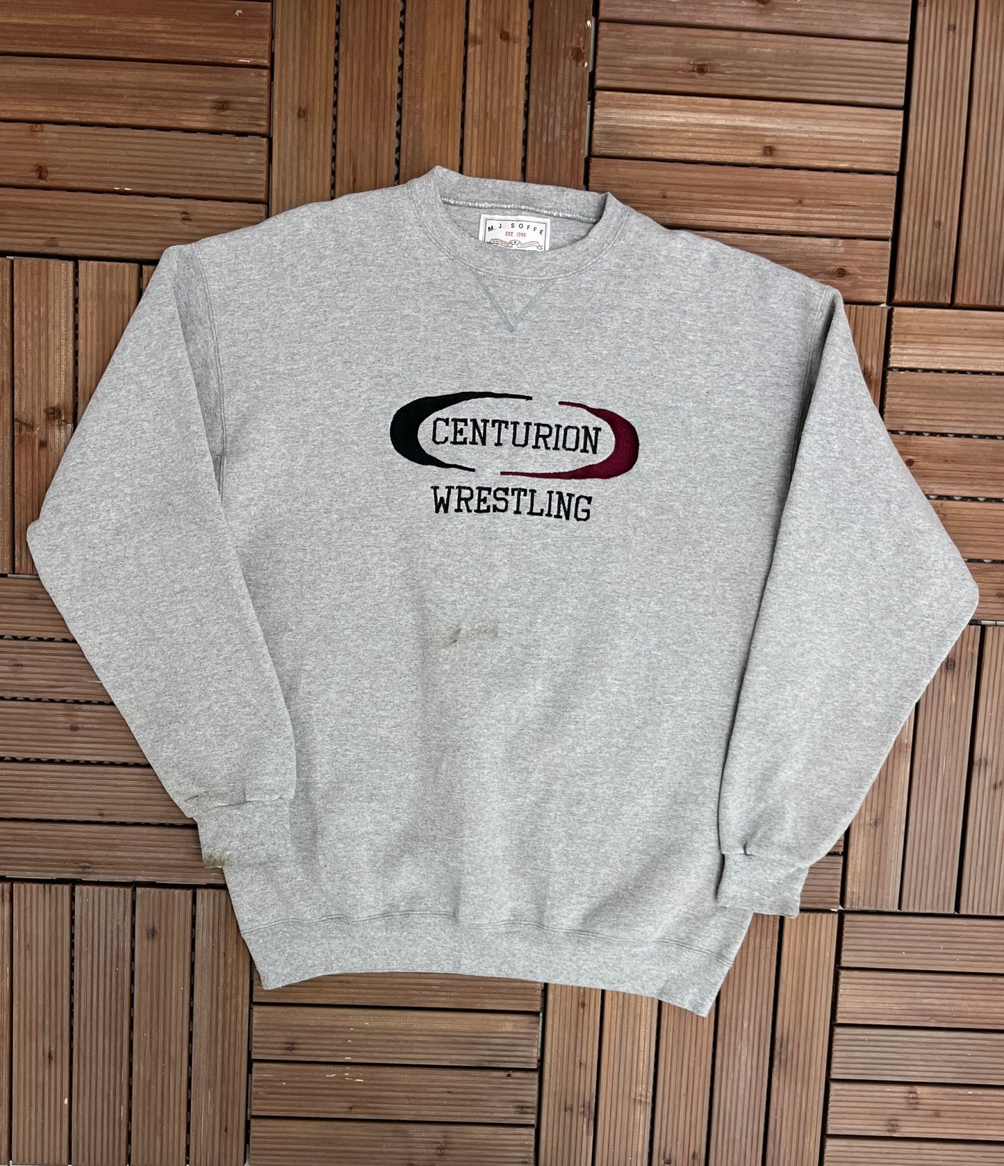 Centurion Wrestling Embroidered Graphic Crewneck | Size X-Large | Vintage 1990s Promotional Grey Sweater | Free Shipping to USA |