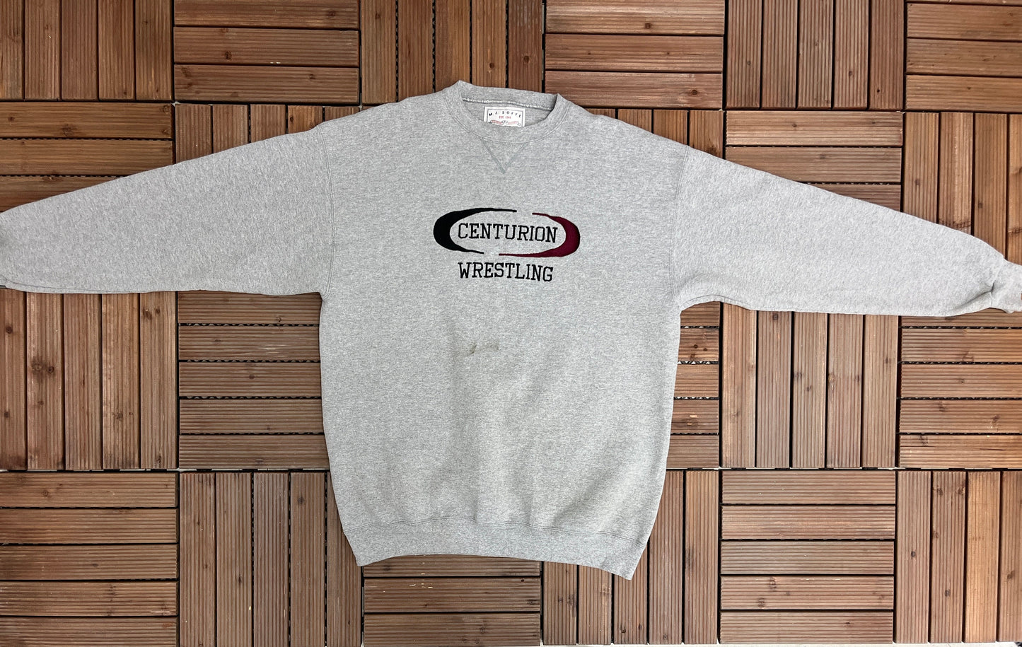 Centurion Wrestling Embroidered Graphic Crewneck | Size X-Large | Vintage 1990s Promotional Grey Sweater | Free Shipping to USA |