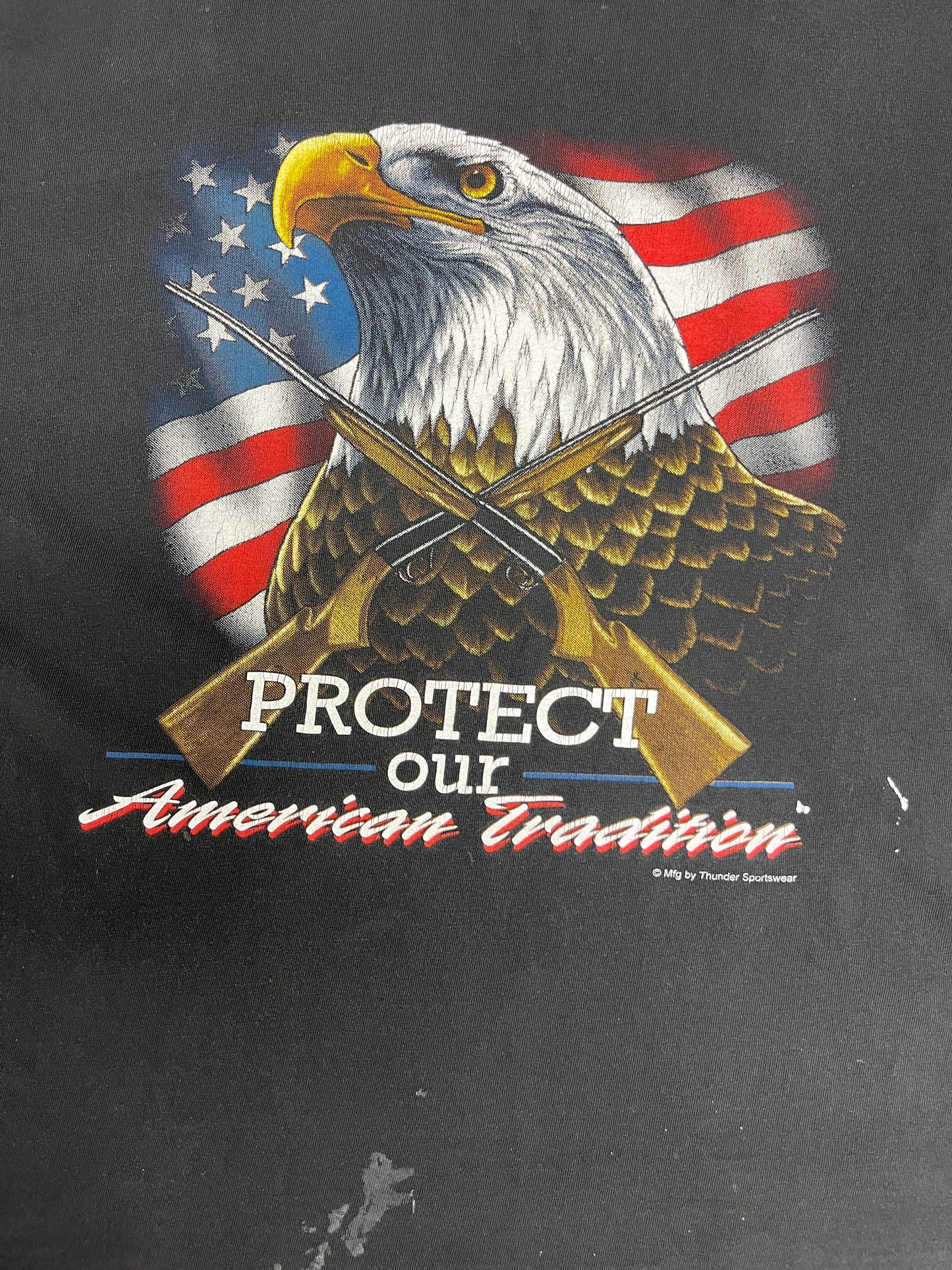 Protect Our American Traditions Rattler's Cycle Graphic Tee | Size X-Large | Vintage 2000s Biker Black T-Shirt |